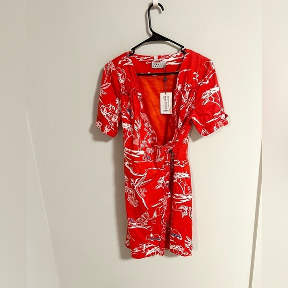 NWT TANYA TAYLOR ALDA LINEN-BLEND WRAP DRESS size 2 - Picture 3 of 12